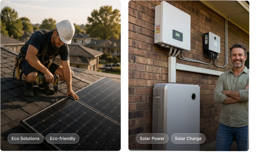 Solar panel and battery installation